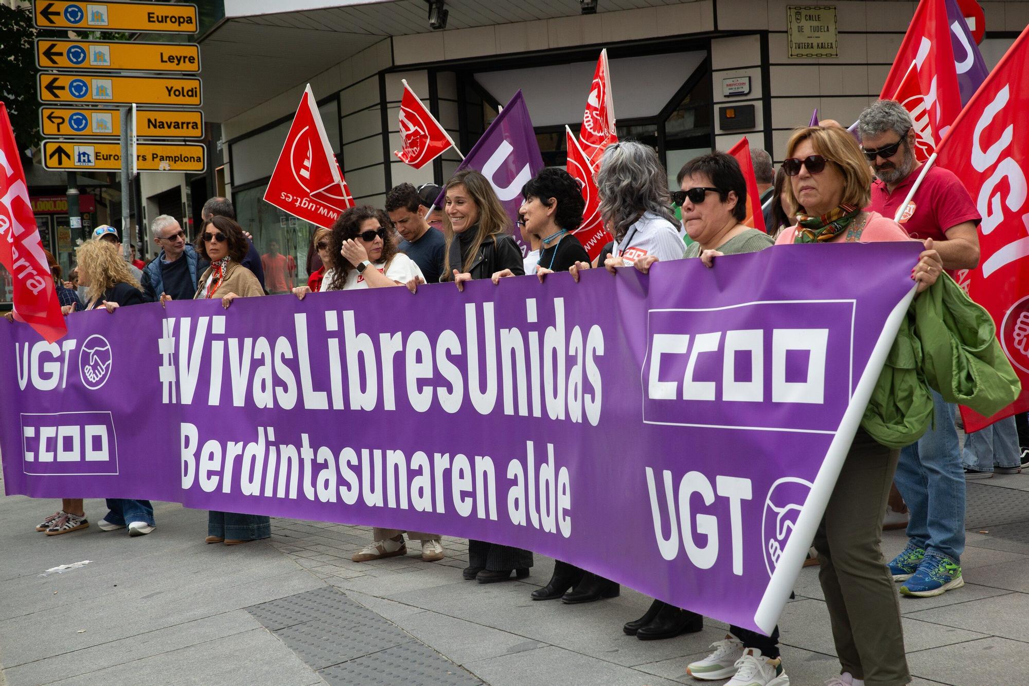 Fotos de la manifestación de UGT y CCOO por el 1 de mayo en Pamplona