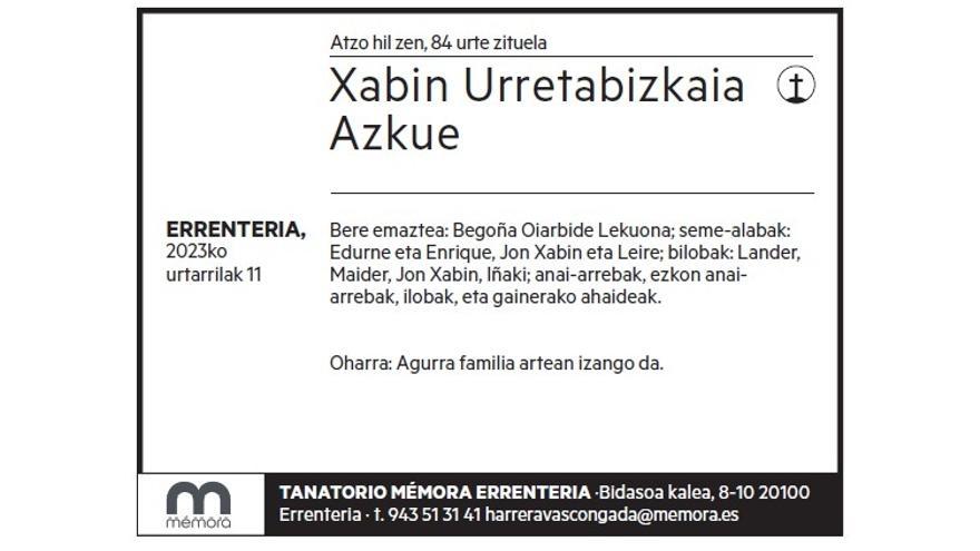 XABIN URRETABIZKAIA AZKUE