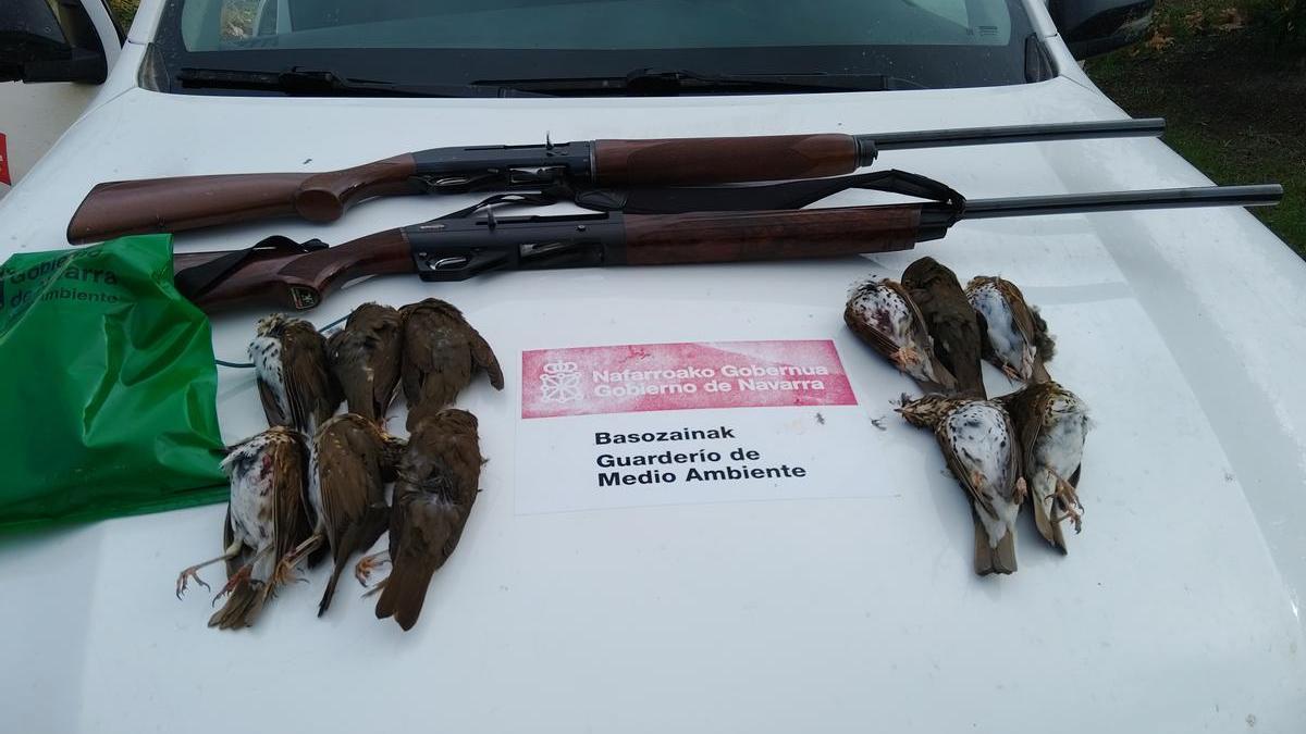 Imagen de las armas, reclamos y piezas capturadas ilegalmente