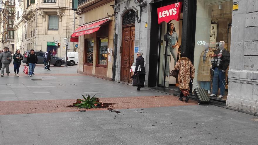 Susto en la Gran Vía de Bilbao por la caída de una gran maceta por el viento: "Te mata"