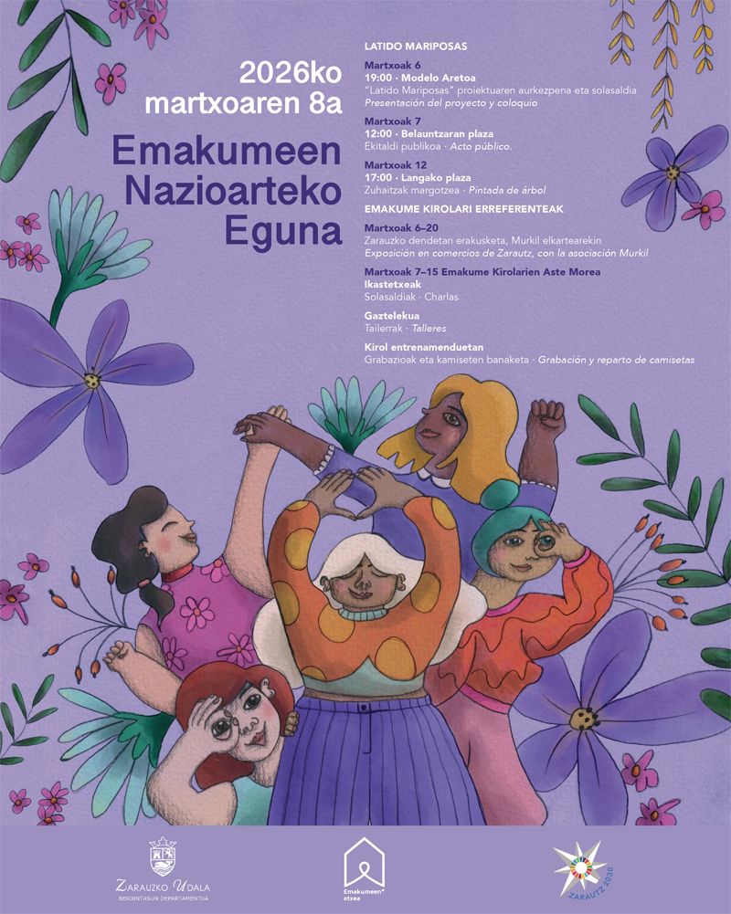 Cartel del programa en torno al 8M de Zarautz.