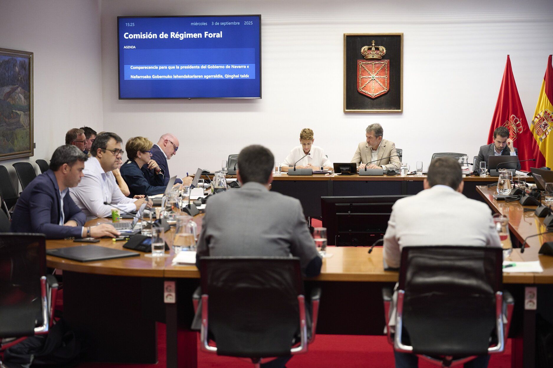 Chivite, en la Comisión de Régimen Foral del Parlamento de Navarra