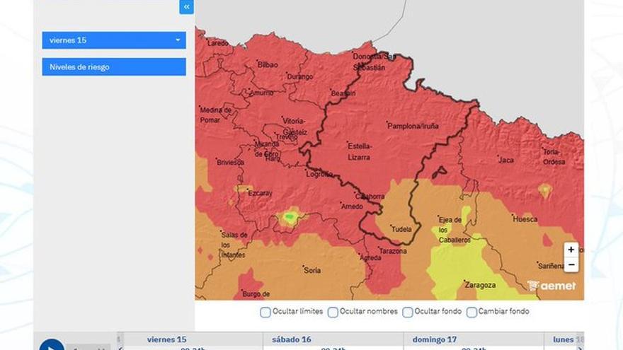 Riesgo &quot;muy alto&quot; o &quot;extremo&quot; de incendios en Navarra este viernes