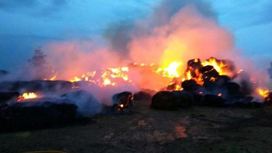 La quema del forraje ha generado una columna de humo.