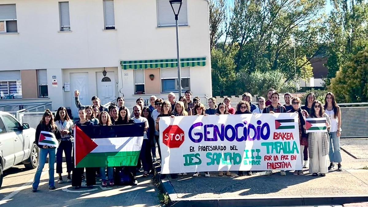 Protesta del profesorado del IES Sancho el Mayor de Tafalla