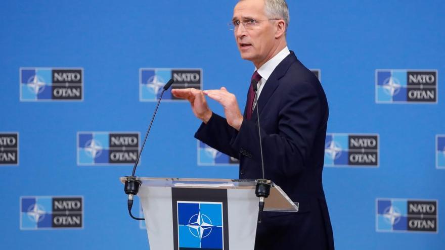 El secretario general de la OTAN, Jens Stoltenberg, durante su rueda de prensa.