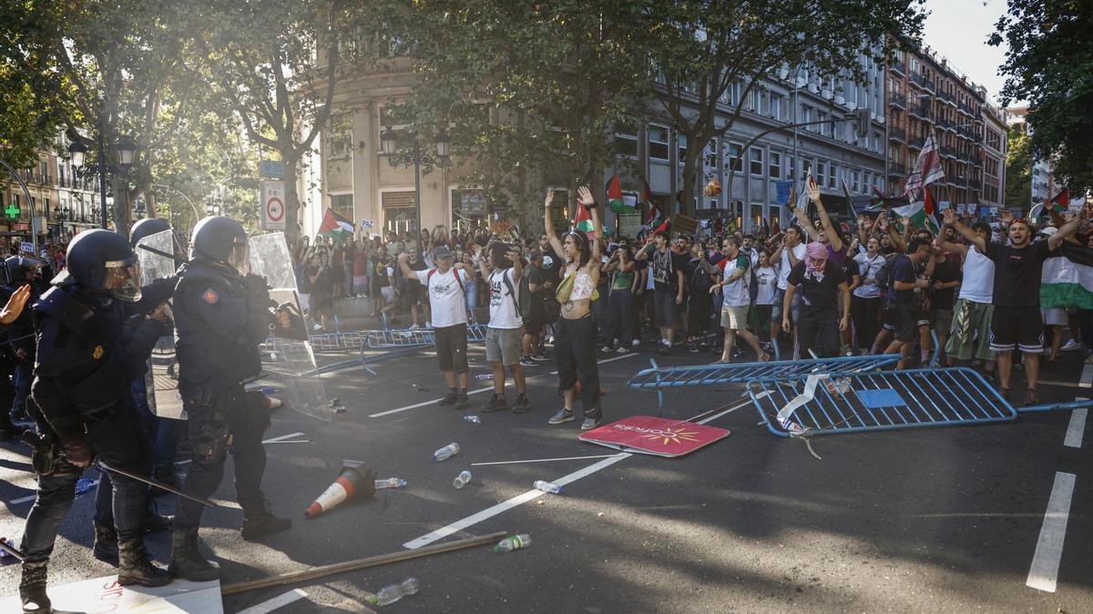 Cargas policiales en Madrid contra los manifestantes propalestina