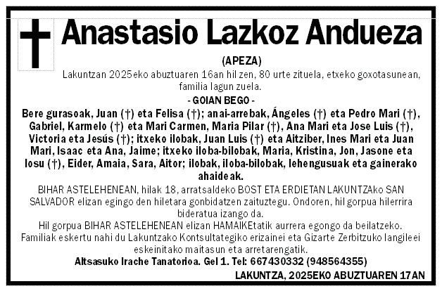 Anastasio Lazkoz Andueza