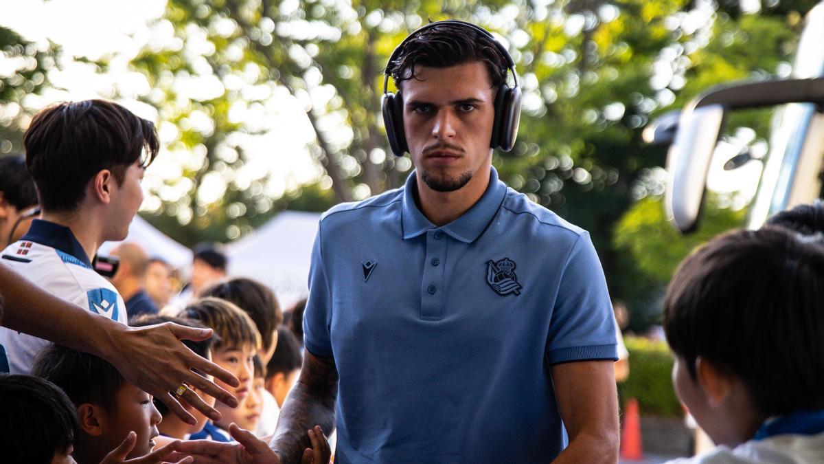 Javi Lopez, durante la gira de la Real en Japón.