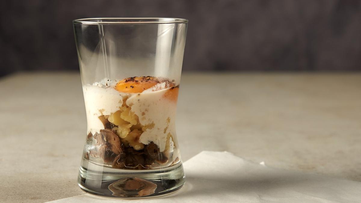 El pintxo de setas con el que la Taberna Frontón se ha impuesto en el certamen de Mikoturismo Egunak