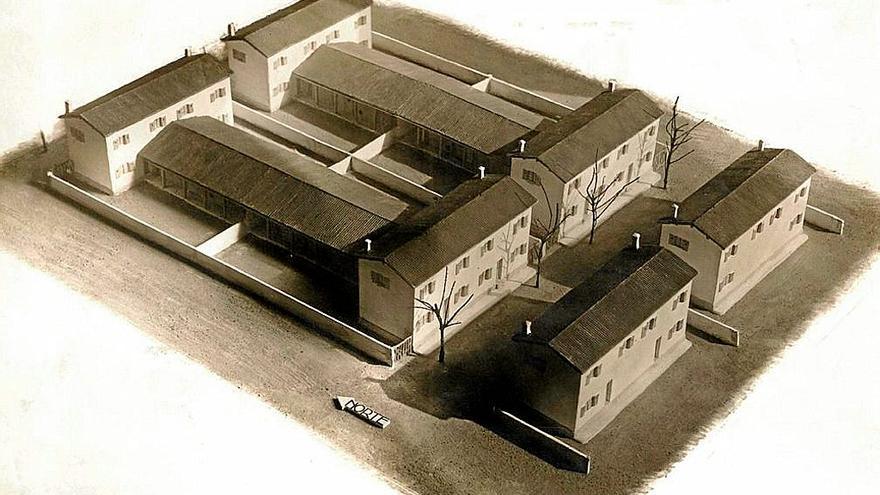 Alzado de las viviendas en un dibujo de la época.