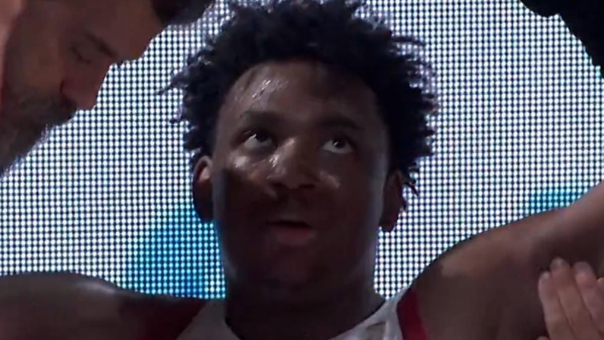 Captura de pantalla en el que se ve el rostro desencajado del ala-pívot navarro.