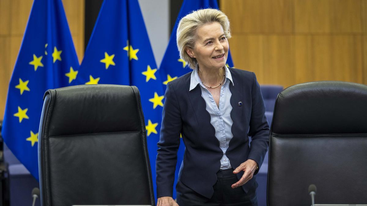La presidenta de la Comisión Europea, Ursula Von der Leyen en una reciente reunión en Bruselas.