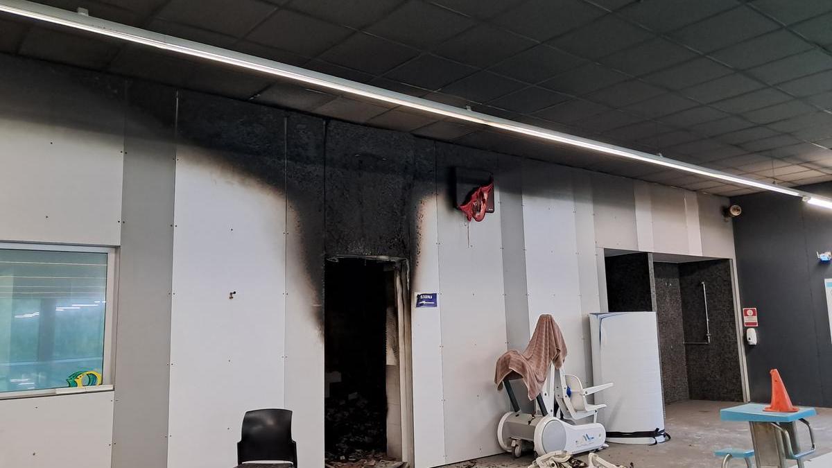 Saunaren egoera sutearen ondorioz.