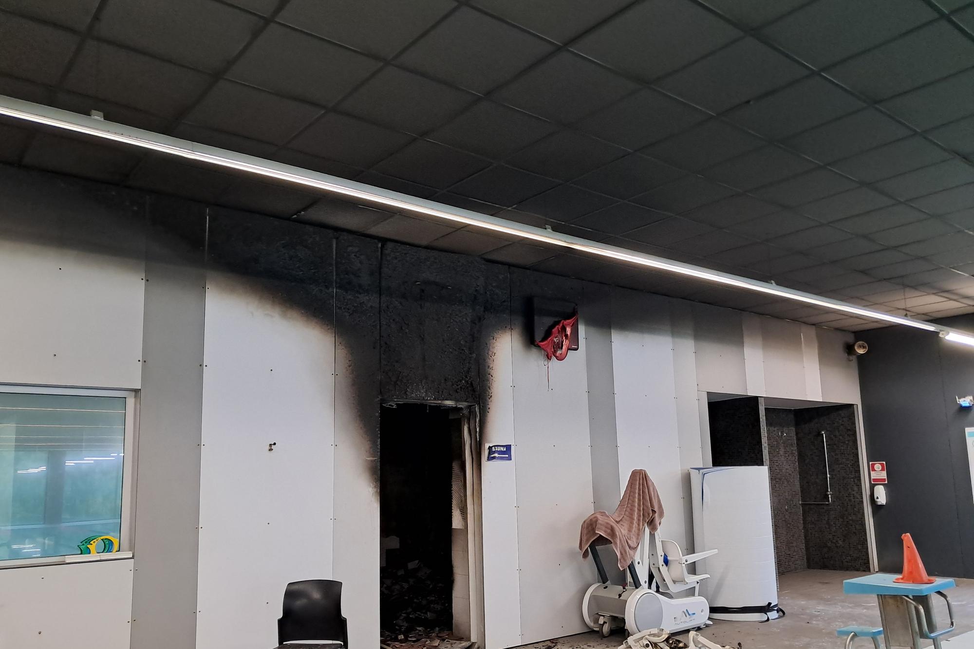 Estado de la sauna después del incendio