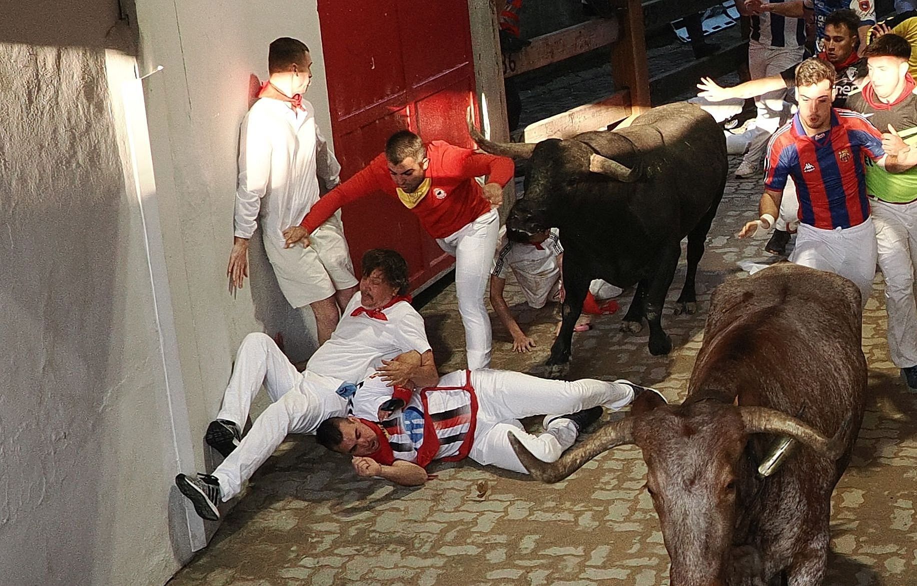 Fotos del octavo encierro de San Fermín con toros de Miura