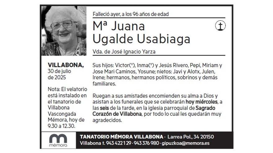 Mª JUANA UGALDE USABIAGA