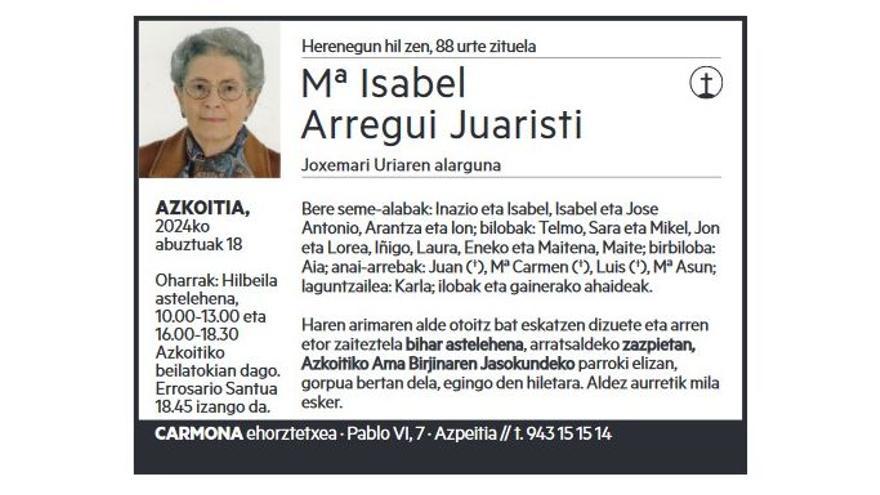 Mª ISABEL ARREGUI JUARISTI