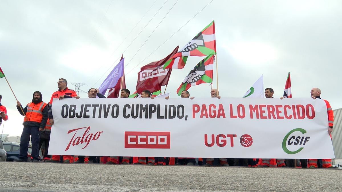 Movilización de los trabajadores de Talgo en Rivabellosa