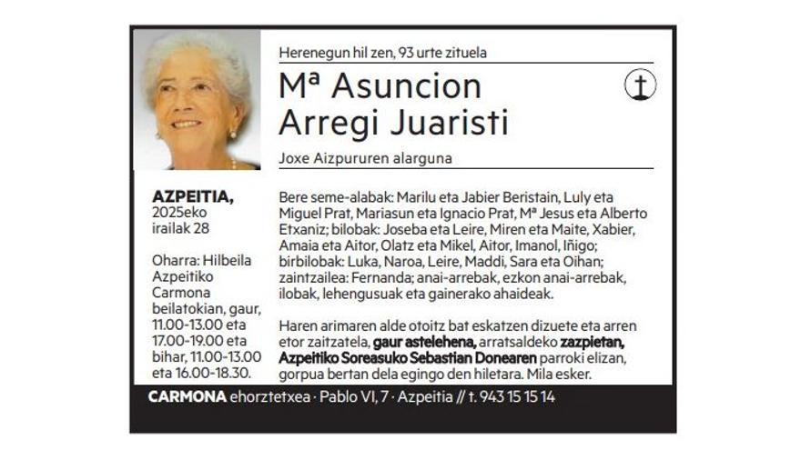Mª Asuncion Arregi Juaristi