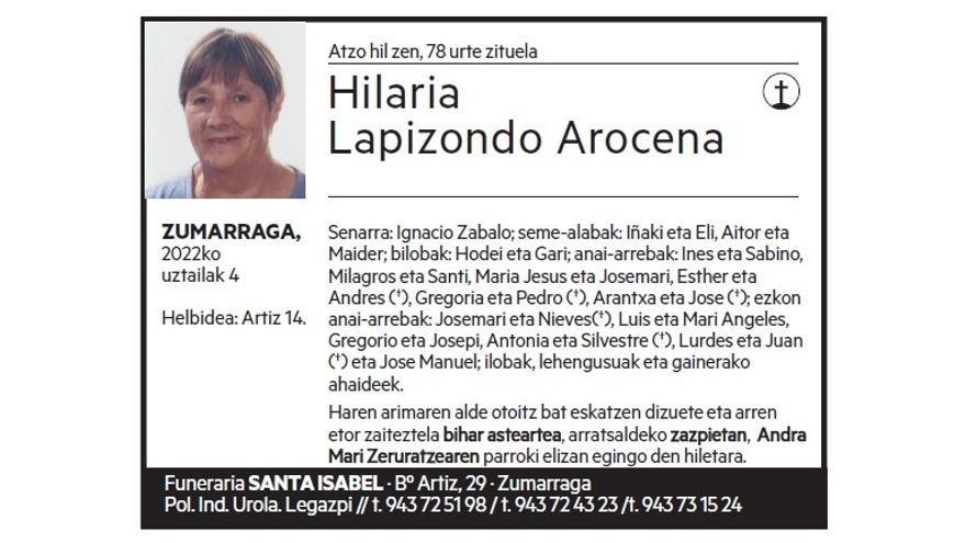 Hilaria  Lapizondo Arocena