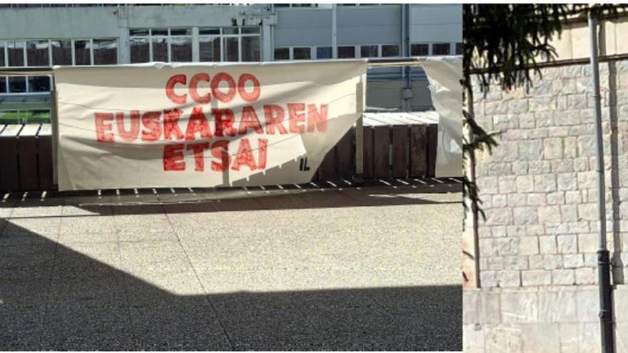 CCOO denuncia pancartas y pintadas "ofensivas" en los campus de Álava y Leioa