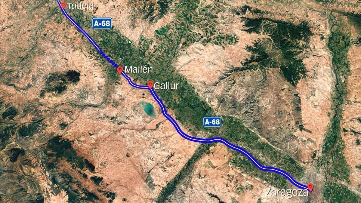 La A-68 entre Zaragoza y Tudela.