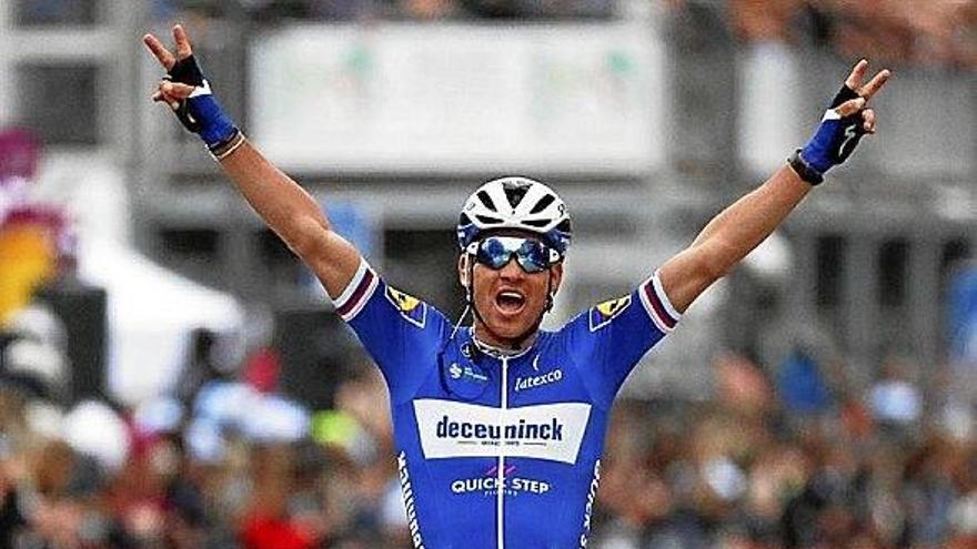 Stybar celebra su victoria.