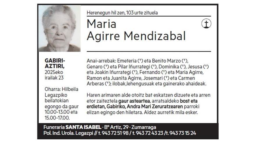 MARIA AGIRRE MENDIZABAL