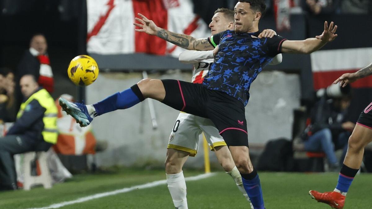 Ocampos, durante el partido de Vallecas