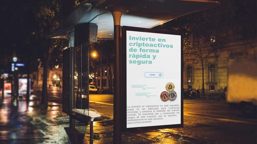 Campaña de publicidad masiva de criptoactivos.