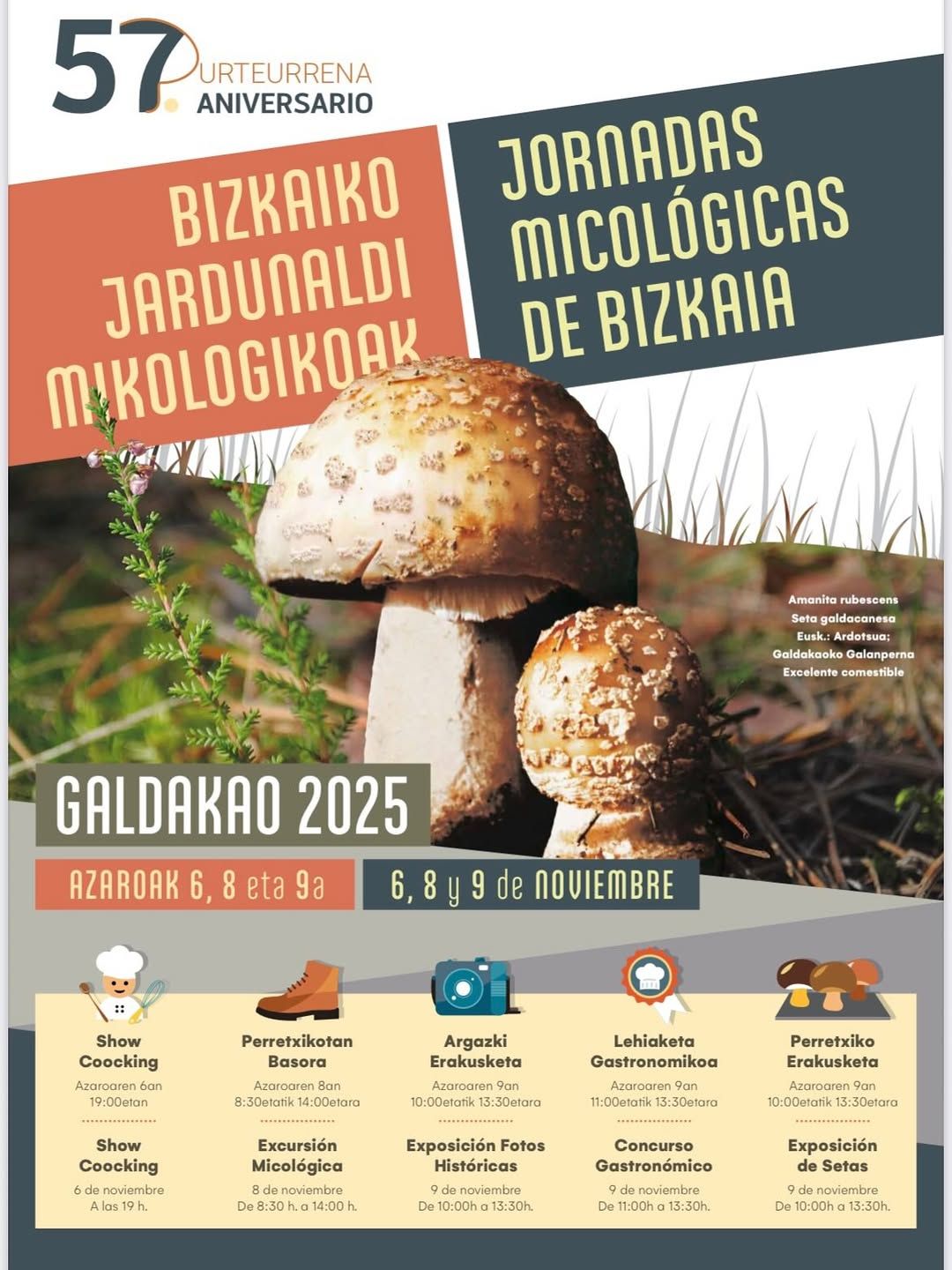 Cartel del programa de actividades de las Jornadas Micológicas de Galdakao