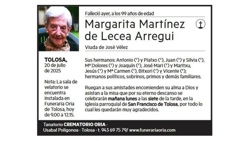 MARGARITA MARTINEZ DE LECEA ARREGUI