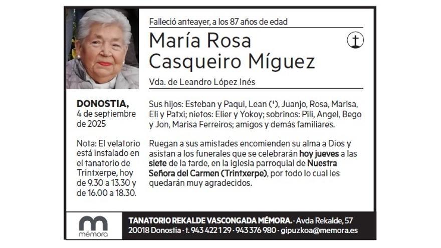 MARIA ROSA CASQUEIRO MIGUEZ