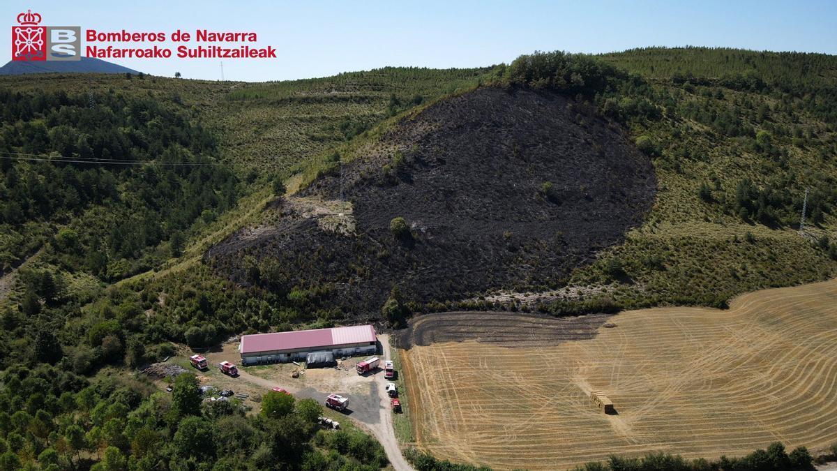 La zona afectada por el incendio.