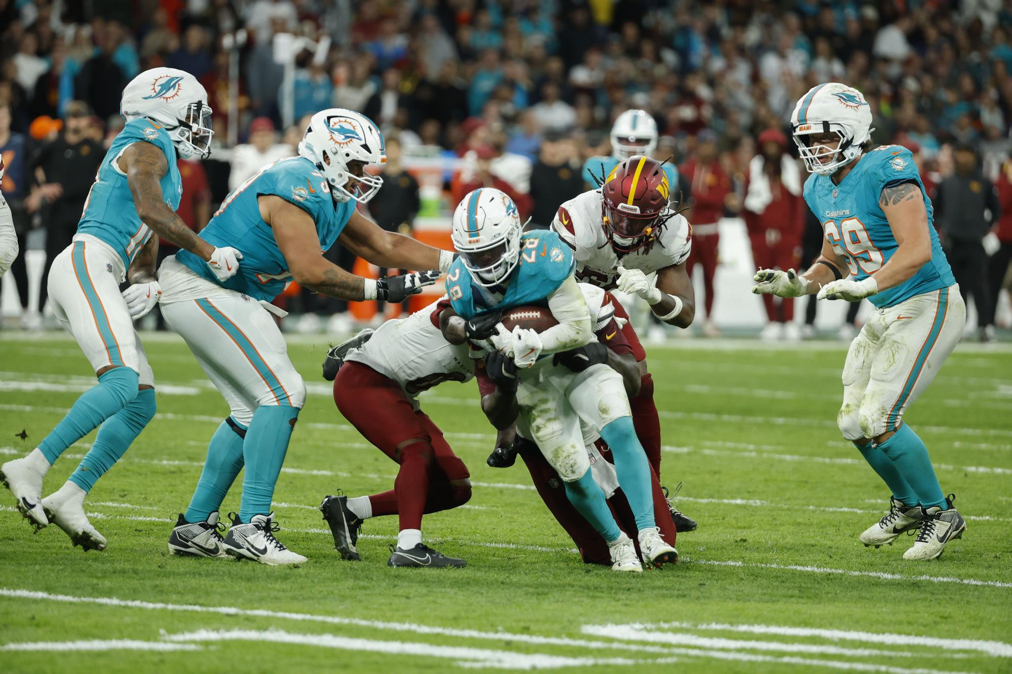 En imágenes: Los Dolphins ganan en la prórroga (16-13) a los Commanders en el histórico primer partido de la NFL en España