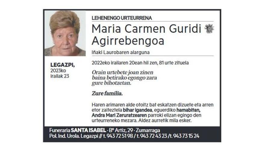 MARIA CARMEN GURIDI AGIRREBENGOA