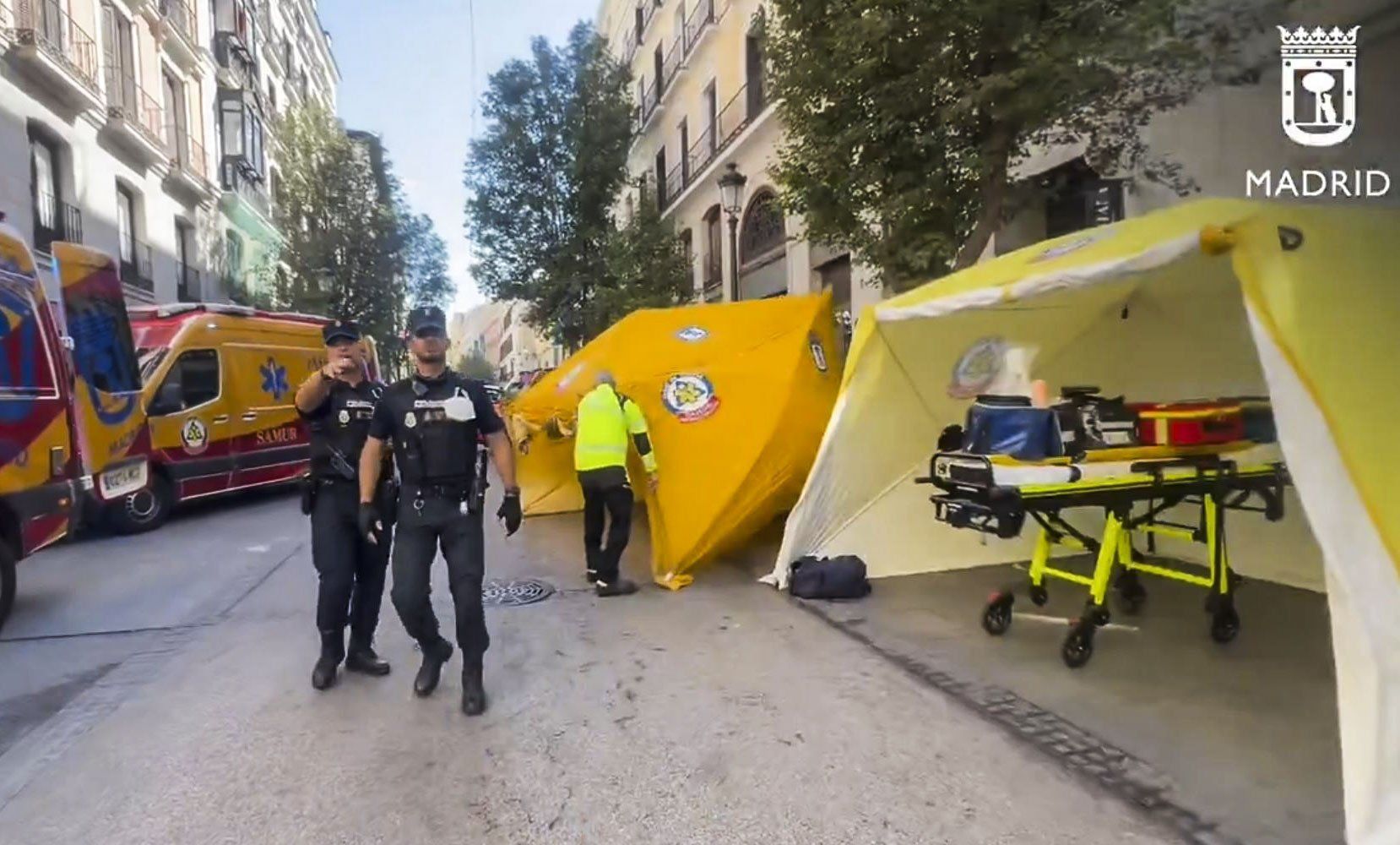 Las imágenes del derrumbe de un edificio en Madrid