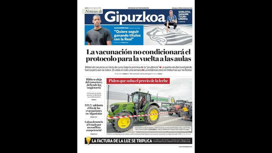 NOTICIAS DE GIPUZKOA: la portada del jueves 26 de agosto