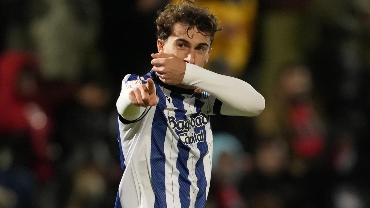 Goti celebra su gol al Reus