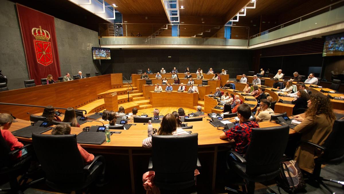 Un momento del pleno en el Parlamento de Navarra.
