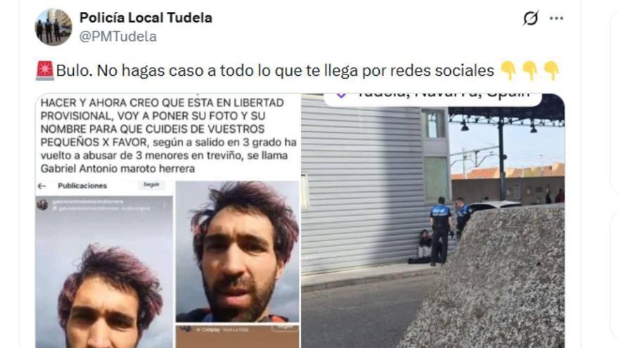 La Policía Local de Tudela alerta de un bulo sobre un supuesto abusador de menores