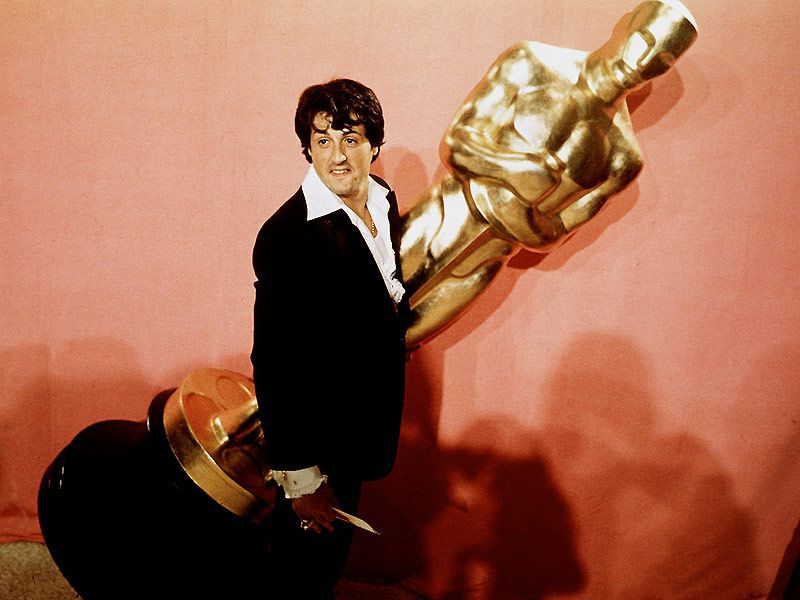 Sylvester Stallone en la ceremonia de 1977 en la que ganó 'Rocky'.