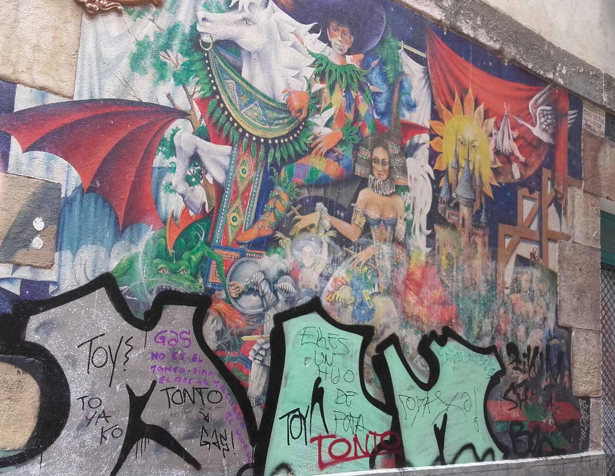 Estado en el que quedó el mural del Casco Viejo