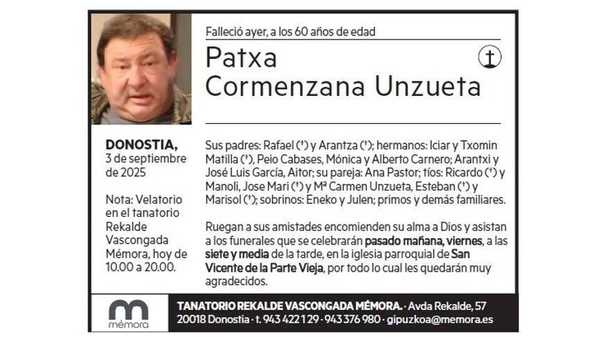PATXA CORMENZANA UNZUETA