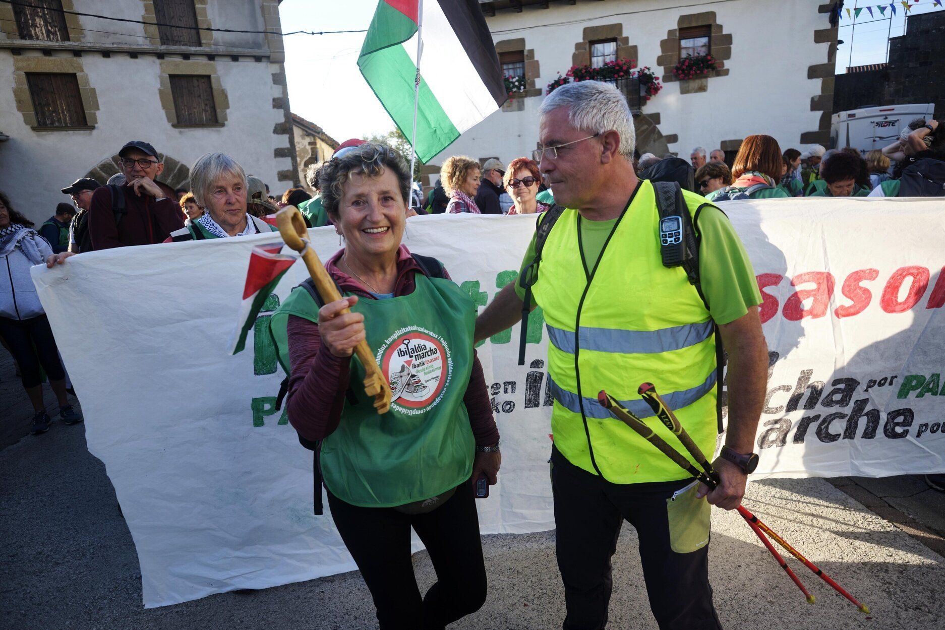 Fotos de la séptima etapa de la marcha propalestina por Navarra, desde Eltzaburu hasta Doneztebe
