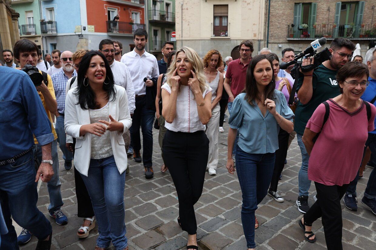 Yolanda Díaz y Ione Belarra comparten campaña de Sumar en Pamplona