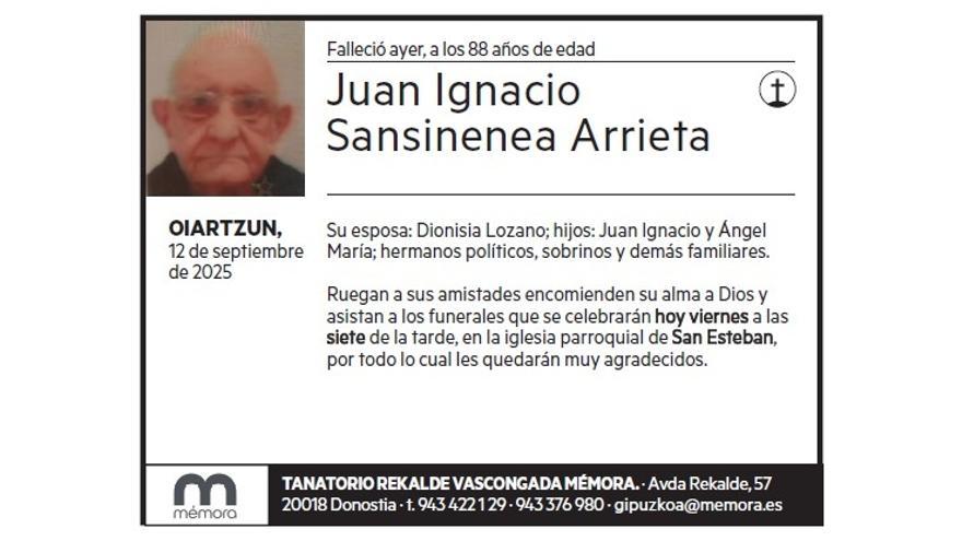 JUAN IGNACIO SANSINENEA ARRIETA