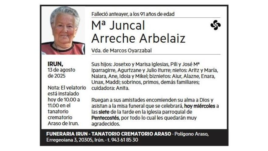 M JUNCAL ARRECHE ARBELAIZ