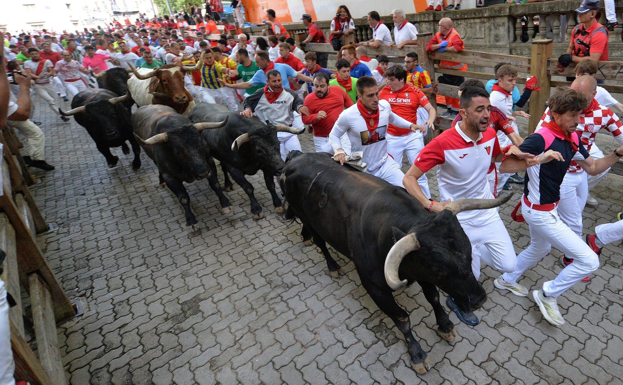 Fotos del octavo encierro de San Fermín con toros de Miura